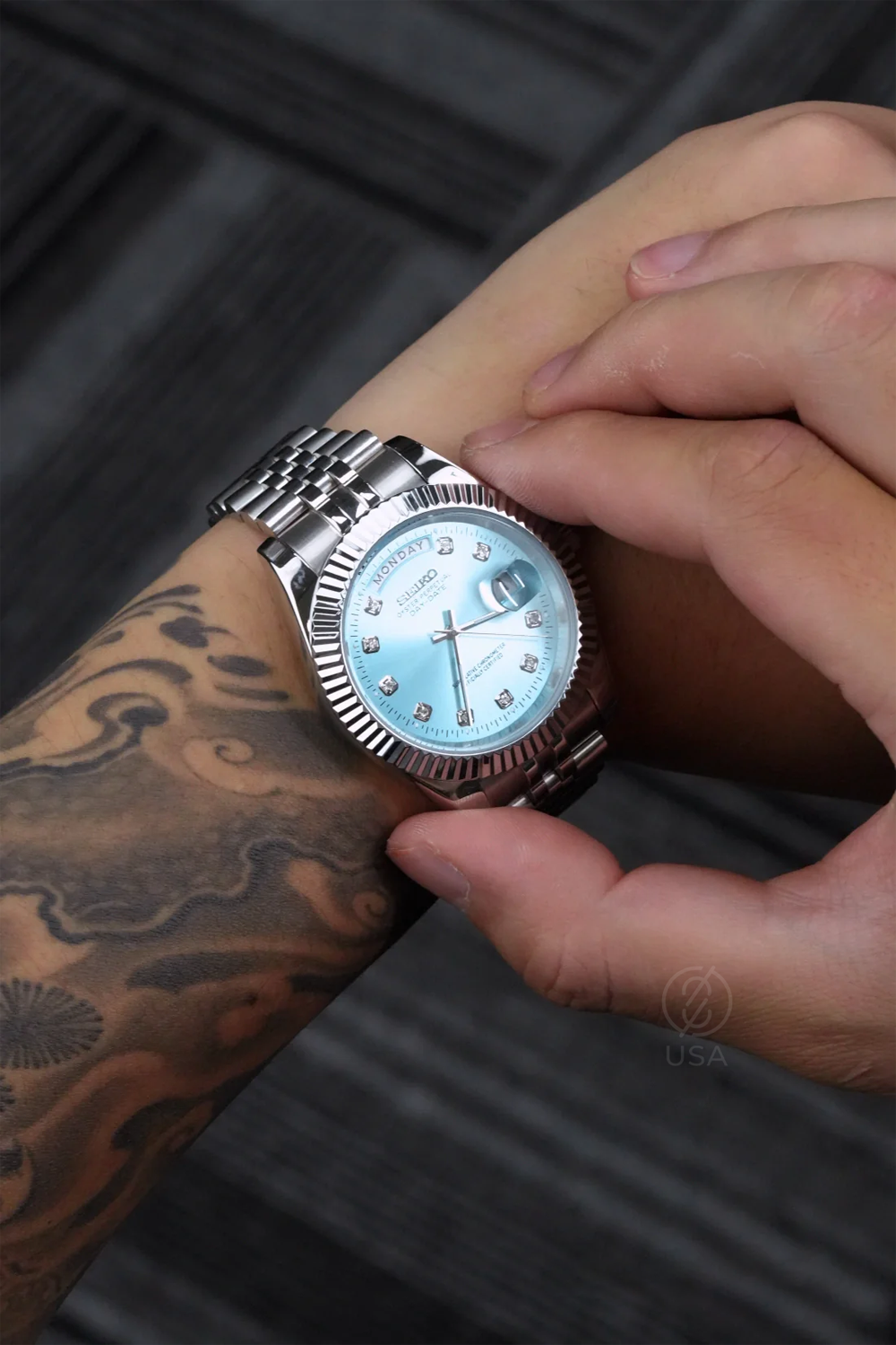 Mod Day-Date Sky Blue Diamond