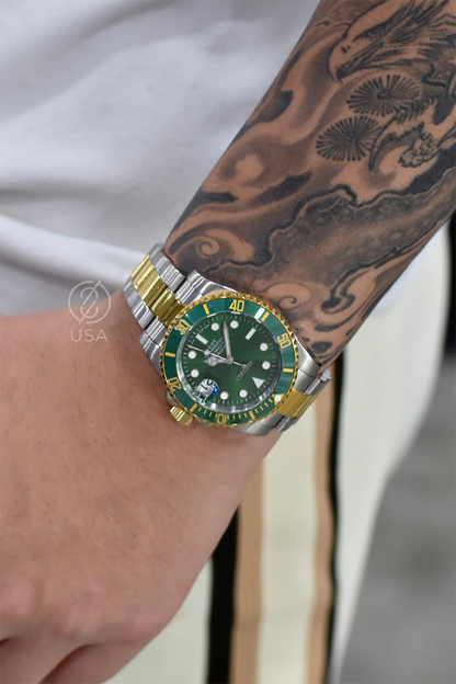 Mod Submariner Two-Tone Gold Green